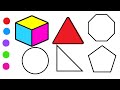 geometric shapes drawing and coloring for kids