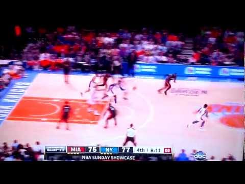 J.R. Smith strips Dwyane Wade which leads to fastbreak showtime dunk against the Heat 15/04/2012