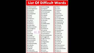 English # List of Difficult Words # 182
