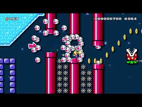 ☆★夜の雪原を駆け抜ける　SPEED  RUN★☆　(70s) by Jgz_そーー√ラグ 🍄 Super Mario Maker 2 ✹Switch✹ #avp