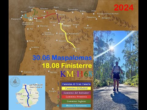 IL MIO CAMMINO DI SANTIAGO DI GRAN CANARIA, DI MADRID, DEL SALVADOR, PRIMITIVO, INGLESE (1168 Km)