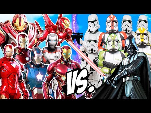 DARTH VADER & STORMTROOPERS ARMY vs IRON MAN ARMY SUITS - GTA V STAR WARS INVANSIONS - EPIC BATTLE