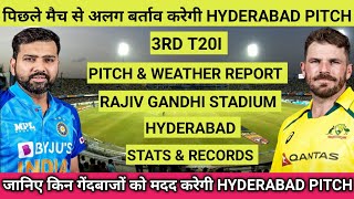 IND vs AUS 3rd T20 Pitch Report || Rajiv Gandhi International Stadium Uppal Hyderabad Pitch Report