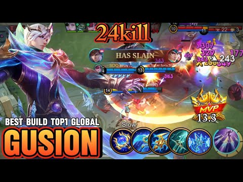 24 Kills!! Unstoppable Gusion Build 100% IMMORTAL!! - Build Top 1 Global Gusion - MLBB