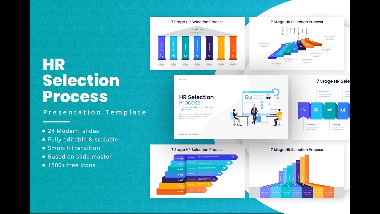 7-Stage HR Selection Process Presentation Template | Recruitment & Hiring Slides