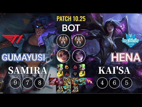 T1 Gumayusi Samira vs hyF Hena Kai'Sa Bot - KR Patch 10.25