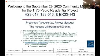1170 Pedro Street Residential Project Community Meeting (File Nos. H23-017 & T23-013)