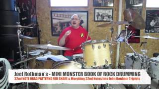 John Bonham Beats with The Mini Monster Book Of Rock Drumming - 32nd Note Drag Patterns Part 1.