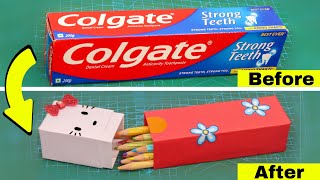 DIY pencil box from colgate box  How to make penci