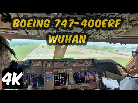 4K- Boeing 747-400ERF Aproximação nublada no Aeroporto WUHAN ZHHH/WHU