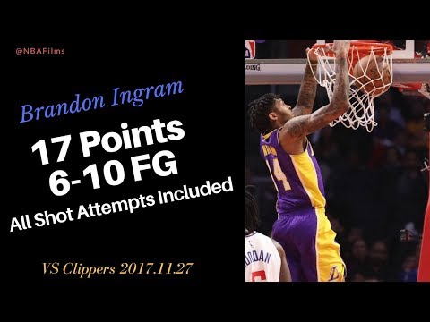 Brandon Ingram 17 Points, 6-10 FG all shot attempts included 2017.11.27 vs Clippers