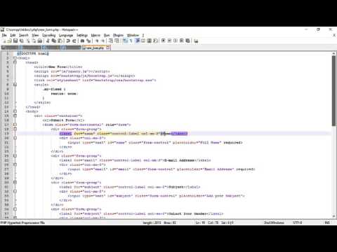 PHP With Bootstrap3 Tutorial | Validating our Form Using HTML5 required attribute Part 67