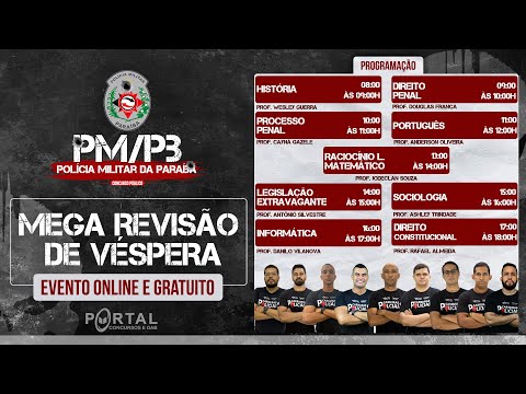 CONCURSO PM PARAÍBA - MEGA REVISÃO DE VÉSPERA