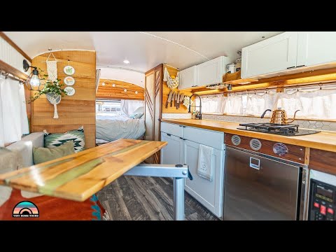 Her 25 Ft. DIY Bus Tiny Home Build for $10k - Unique Thrift Store Filled Beauty