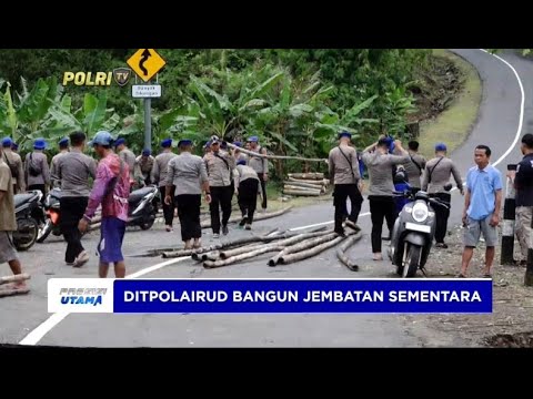 DITPOLAIRUD POLDA JABAR BUAT AKSES JEMBATAN SEMENTARA UNTUK MASYARAKAT