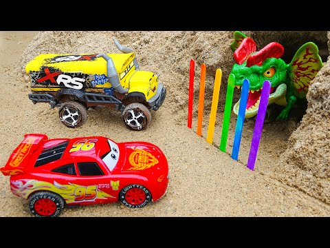 Rescue toys trucks with police car fLightning Mcqueen, Excavator toys - Toy car story