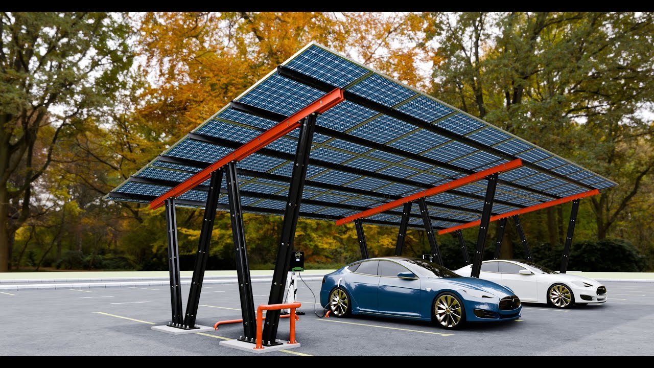 Solar Carport-4 Car Carport-3x12 Panels-Type-8 3D Model