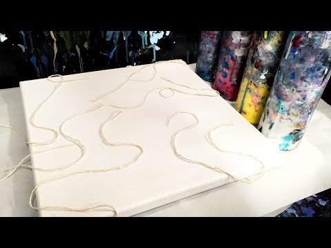 Let's Paint With String! Fluid art string pull technique - easy acrylic pouring for beginners