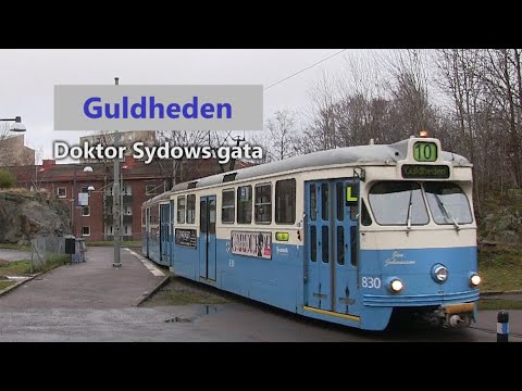 Spårvagnståg vid Guldheden ändhållplats Doktor Sydows gata.