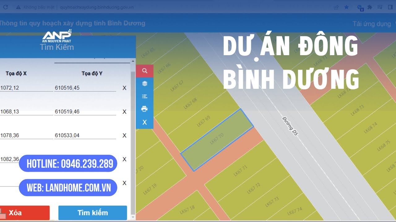 Hướng dẫn tra cột mốc vị trí tọa độ dự án Đông Bình Dương
