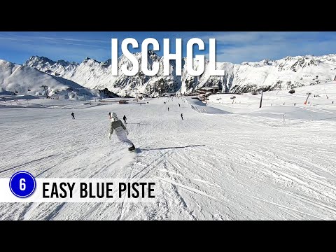 Skiing easy blue piste 6 in Ischgl Samnaun