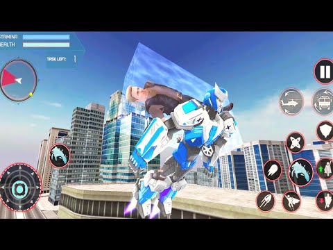 helicopter Rescue Robot Car Transform - flying FireTruck Robot Games - android gameplay