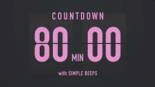 80 Minutes Countdown Flip Clock Timer / Simple Beeps 💕🖤