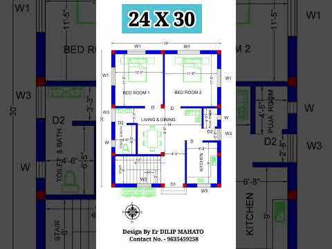 #24x30 House Plan | 24X30 ghar ka naksha | 24*30 Building plan #shorts #building_plan #viral
