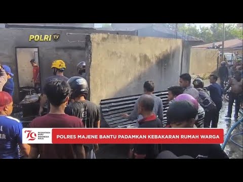 POLRES MAJENE BANTU PADAMKAN KEBAKARAN RUMAH WARGA