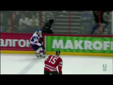 Ryan Getzlaf kneeing misconduct on Mikus. IIHF WC. May 17th 2012