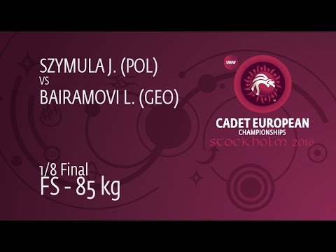 1/8 FS - 85 kg: J. SZYMULA (POL) df. L. BAIRAMOVI (GEO) by TF, 10-0