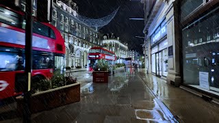 5:00 AM London Rain ☔ Walk from Trafalgar square to Oxford square via Haymarket and Regent Street