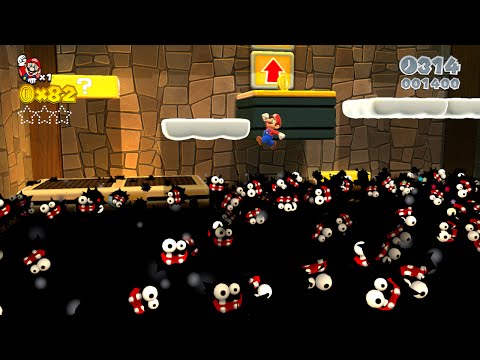 🏿 Super Mario 3D World: 6-7 Fuzzy Flood Mine (100 % All Stars & Stamp) [Gameplay Walkthrough]