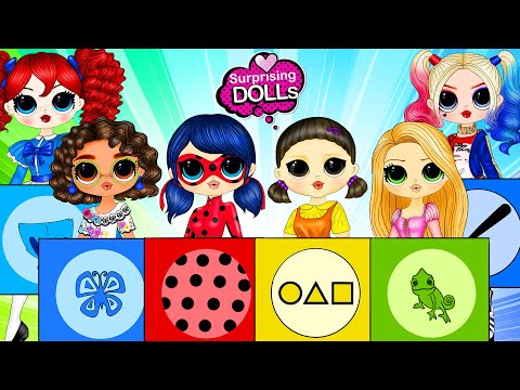 Ladybug, Squid Game Doll, Harley Quinn Clothes Switch Up Compilation - DIY Paper Dolls & Crafts