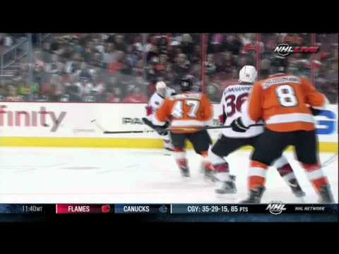 Chris Neil goal. Ottawa Senators vs Philadelphia Flyers 31 March 2012. NHL Hockey