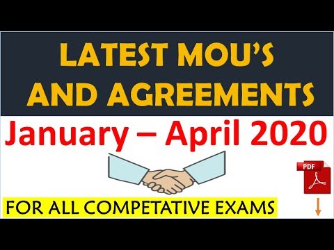 Latest MOU'S and Agreements 2020 | Jan-April 2020 | ALL IMPORTANT MOU'S & LOAN AGREEMENTS | हिंदी 🔴 Video