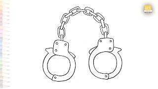 Handcuffs drawing easy | Outline drawing tutorial | How to draw Handcuffs step by step #artjanag