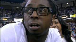 Lil Wayne chills in Sacramento at the Kings-Hornets game