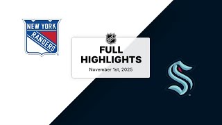 NHL Highlights | Rangers vs. Kraken | November 01, 2025