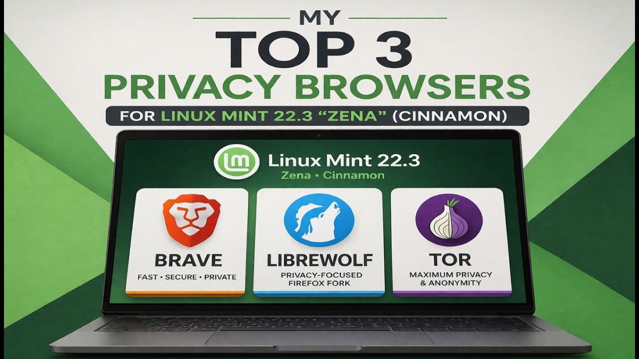 My List of Top 3 Privacy Browsers for Linux Mint 22.3 Zena (Cinnamon) | Brave, LibreWolf and Tor