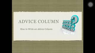 Advice Column Assignment 1