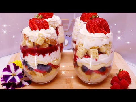 How to make MINI BERRY TRIFLES|TRIFLE RECIPE |QUICK AND EASY|SUMMER DESSERT