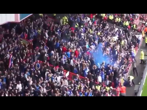 Birmingham fans celebrate Che Adams goal vs Bristol City
