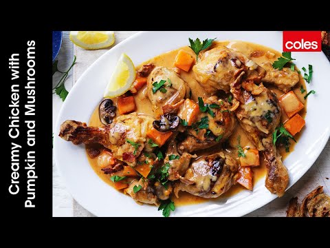 Creamy chicken with pumpkin and mushrooms
