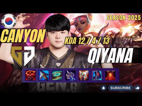 GEN Canyon QIYANA vs SYLAS Jungle - Patch 25.23 KR Ranked | lolrec