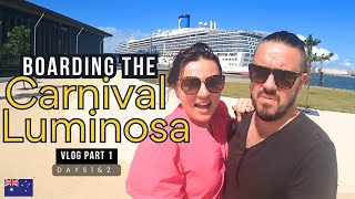 Brisbane Adventures & First Look at Carnival Luminosa π’ | Boarding & Balcony Room Tour VLOG | Part 1