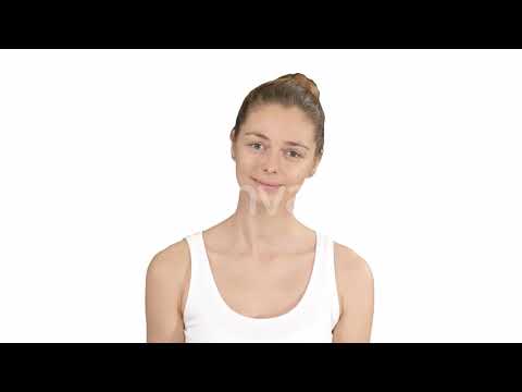 Smiling Woman Relaxing Her Neck Muscles Doing Stretching | Stock Footage - Videohive