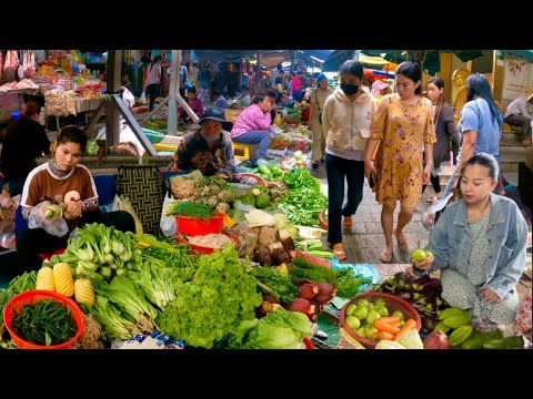 Amazing Cambodian food market | Plenty Fresh Fish, Pork, Beef, Vegetables, Fruit & More