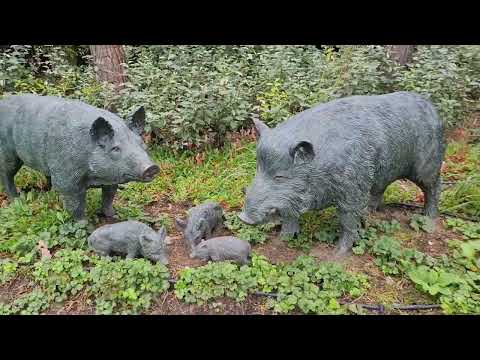 Bronze Gartenskulptur Schweinefamilie