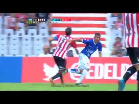 Dura falta a Desábato. Estudiantes 0 - Godoy Cruz 0. Fecha 2. Primera División 2015. FPT.
